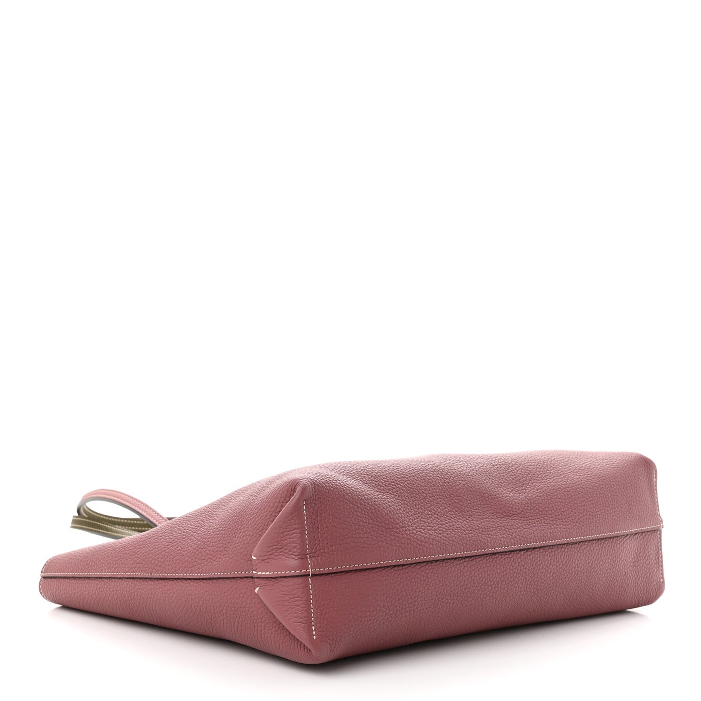 Taurillon Blush Calfskin Reversible Tote Dark Green Pink