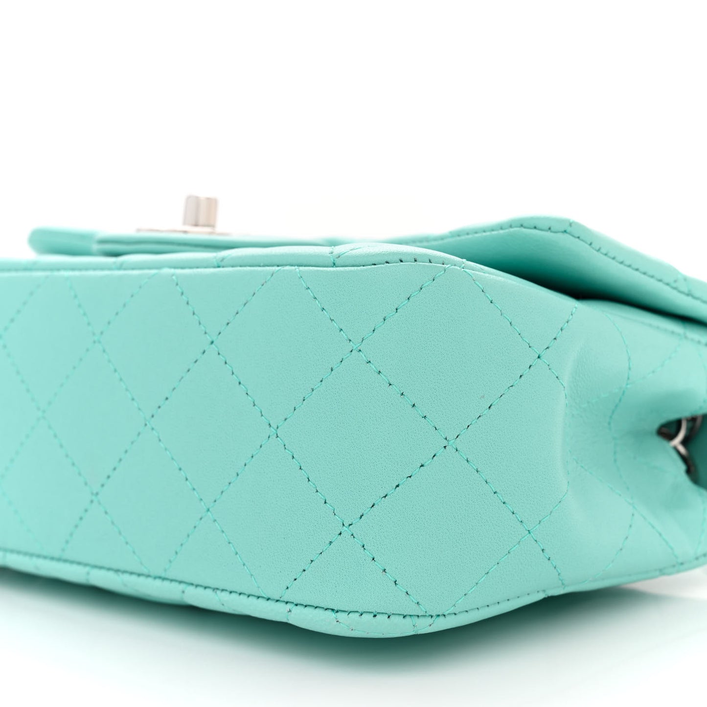 Lambskin Quilted Mini Rectangular Flap Light Blue