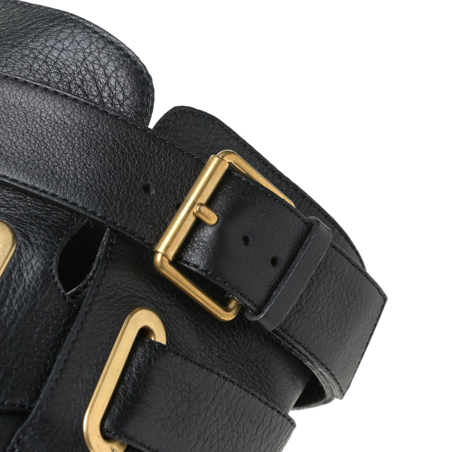 Valentino Garavani Calfskin Knee High Buckle Boots 37.5 Black 16 of 19