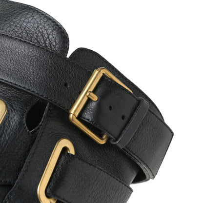 Valentino Garavani Calfskin Knee High Buckle Boots 37.5 Black 16 of 19