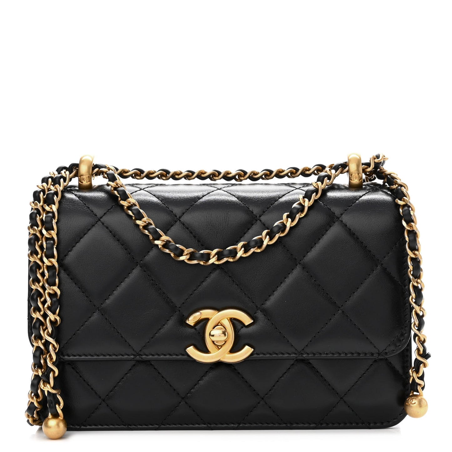 Calfskin Quilted Mini Perfect Fit Flap Black