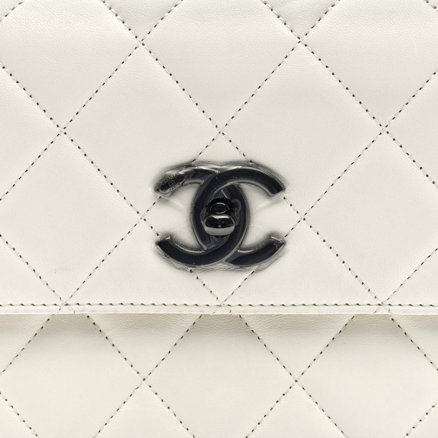 Lambskin Quilted Small Trendy CC Dual Handle Flap Bag White