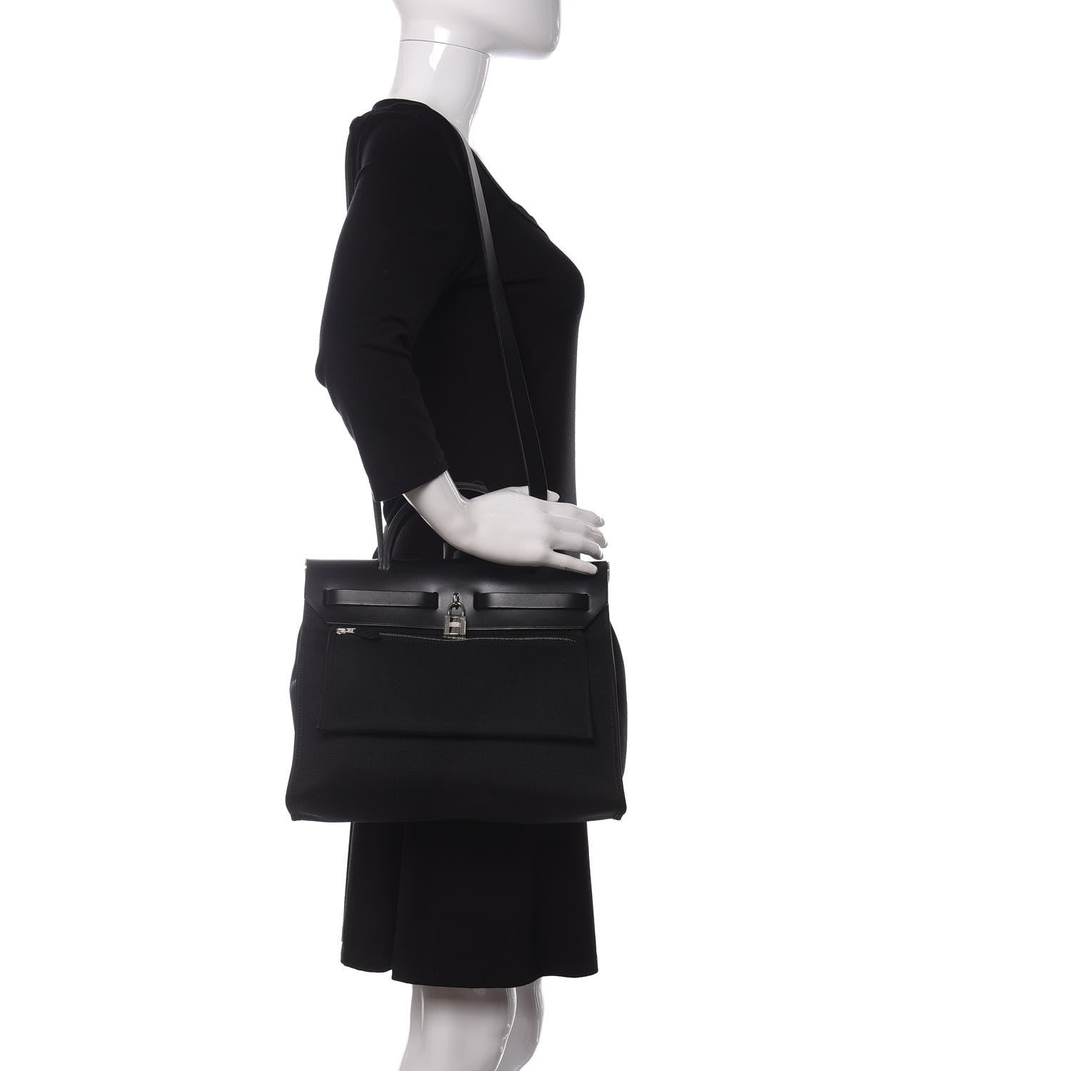Hermes Military Toile Vache Hunter Herbag Zip PM 31 Black 1 of 11