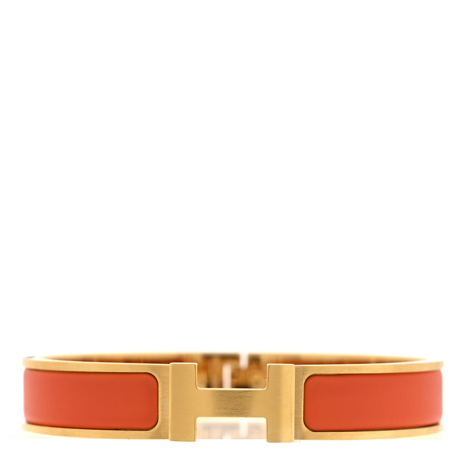 Hermes Matte Enamel Narrow Clic Clac HH Bracelet T5 Orange 1 of 5