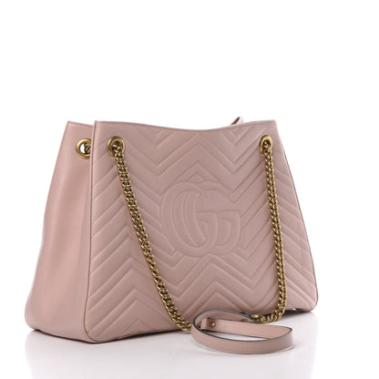 Gucci Calfskin Matelasse Medium GG Marmont Shoulder Tote Bag Perfect Pink 3 of 13