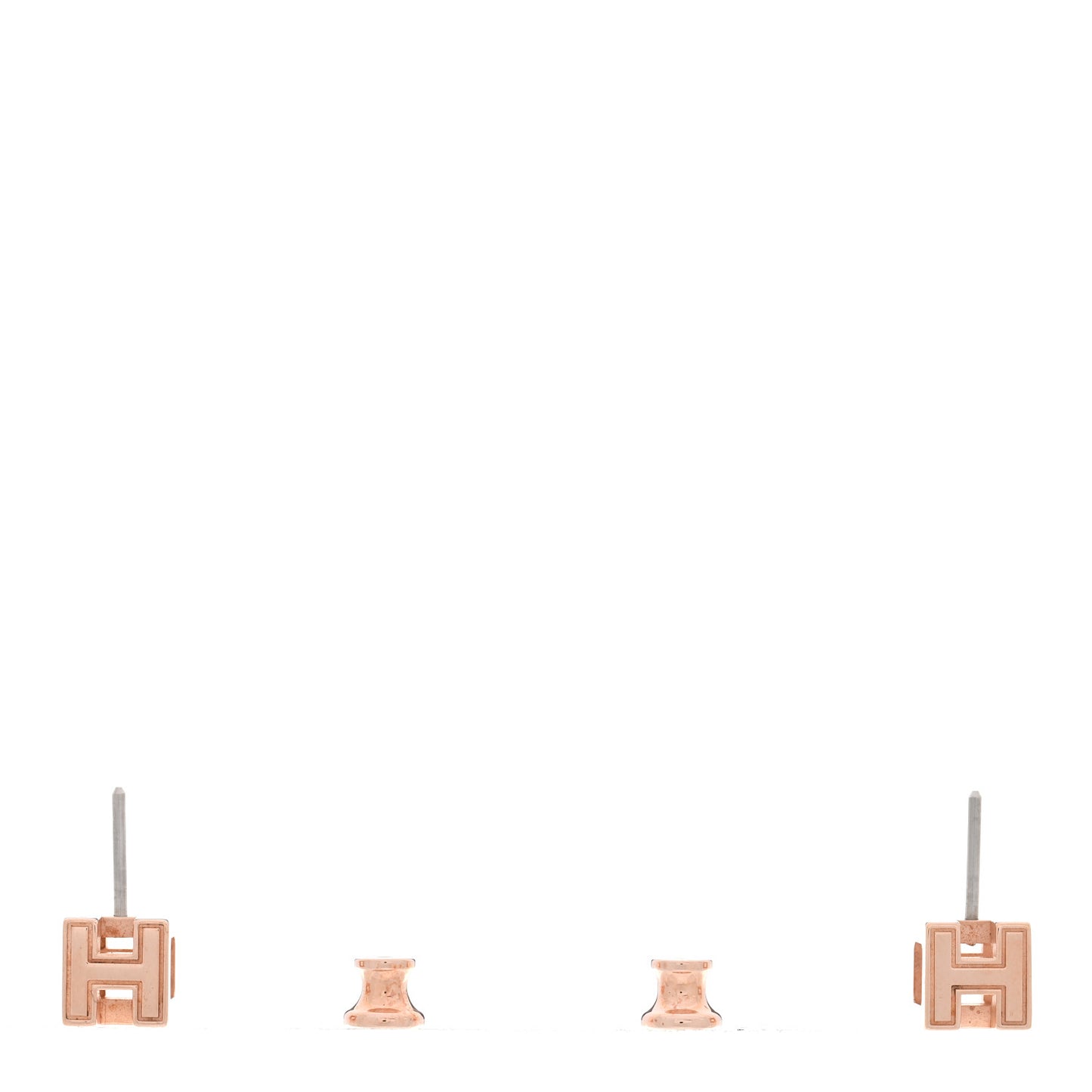 Rose Gold Lacquered Cage d'H Earrings White