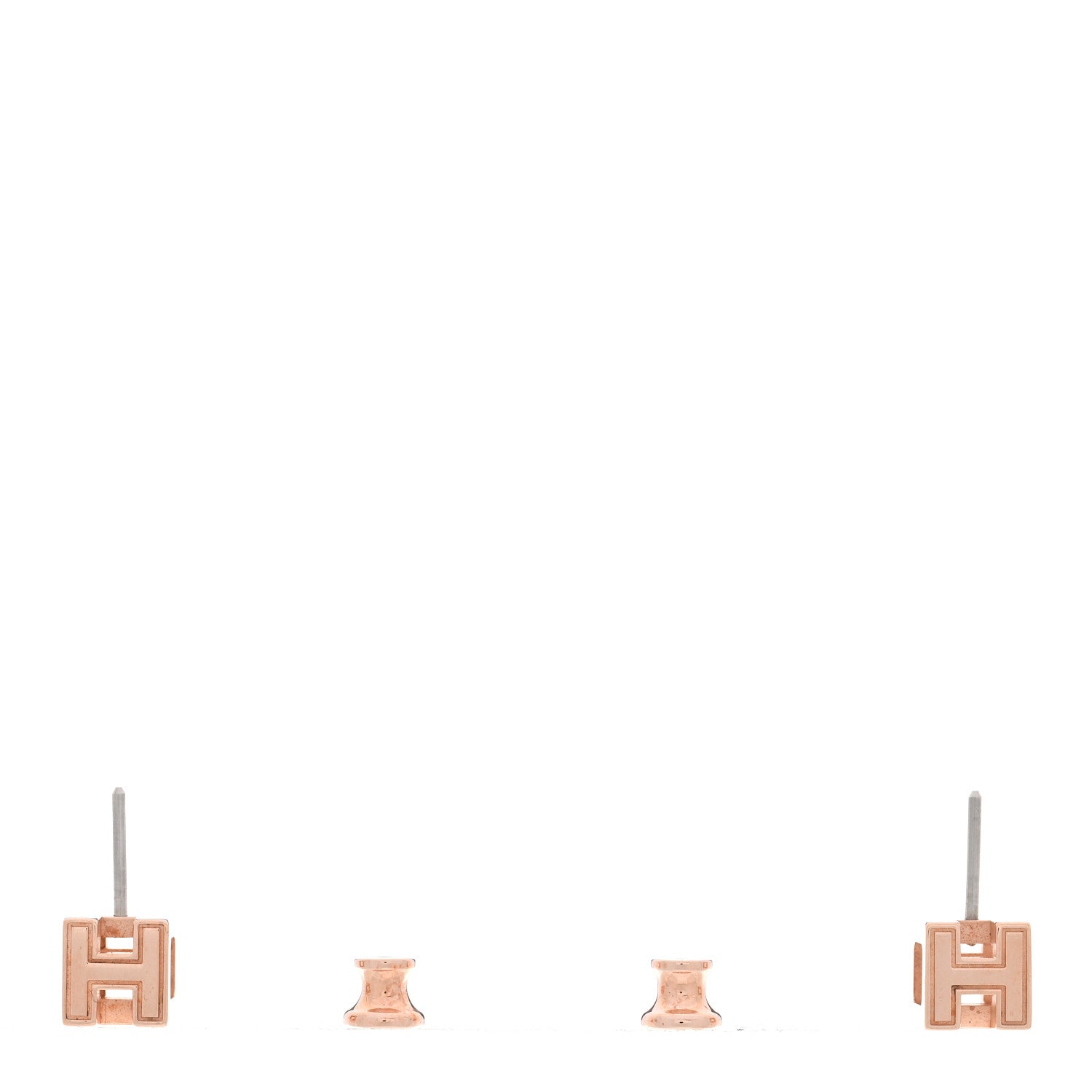 Hermes Rose Gold Lacquered Cage d'H Earrings White 3 of 5
