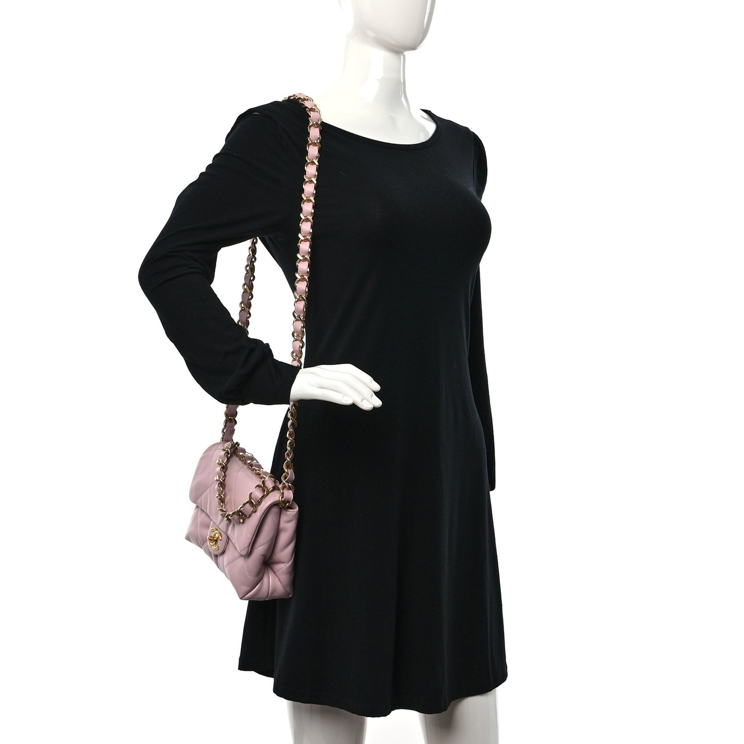 Lambskin Quilted Small Chain Top Handle Flap Rose Clair