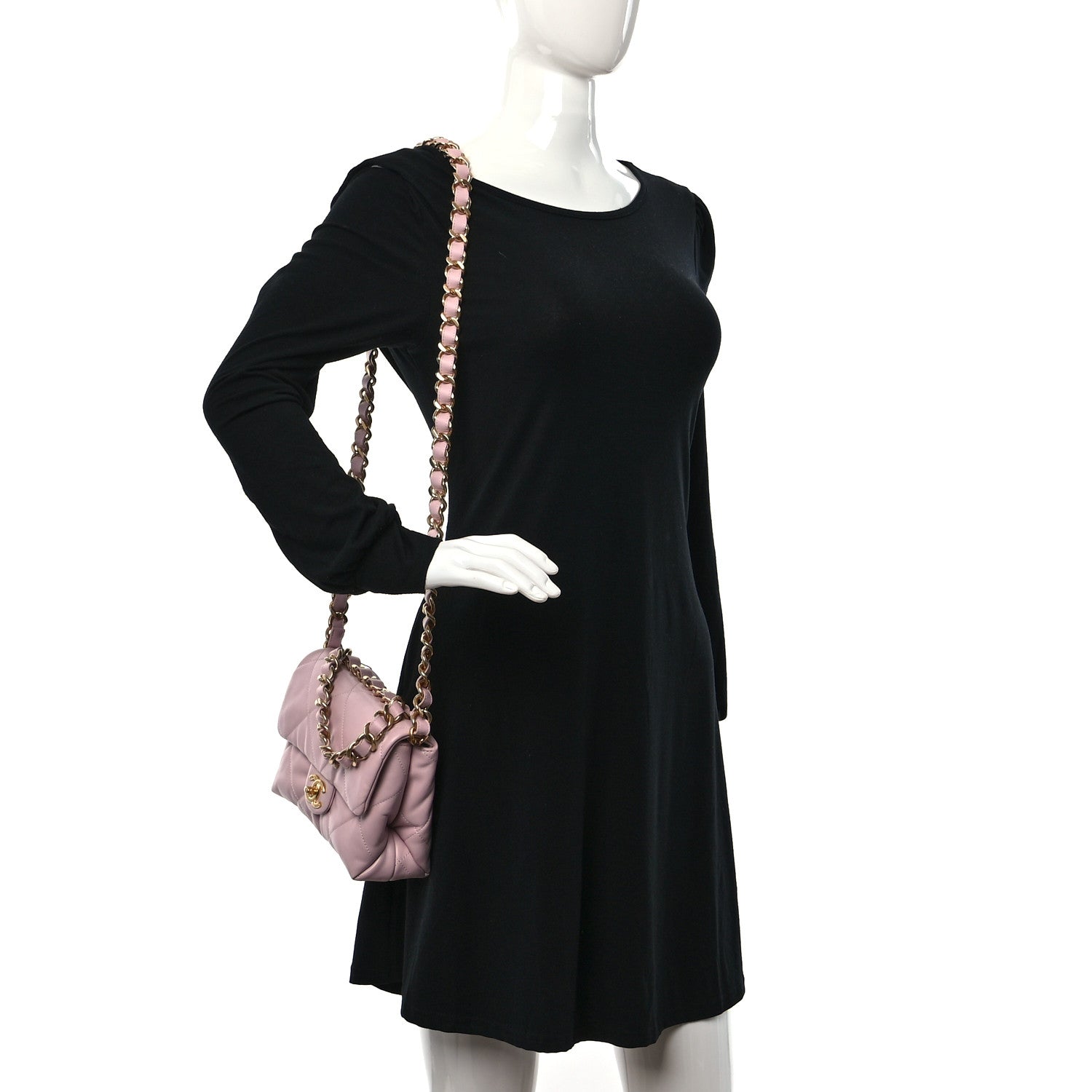 Chanel Lambskin Quilted Small Chain Top Handle Flap Rose Clair 2 of 12