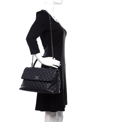 Chanel Caviar Quilted Medium Coco Handle Flap Navy Blue 3 of 14