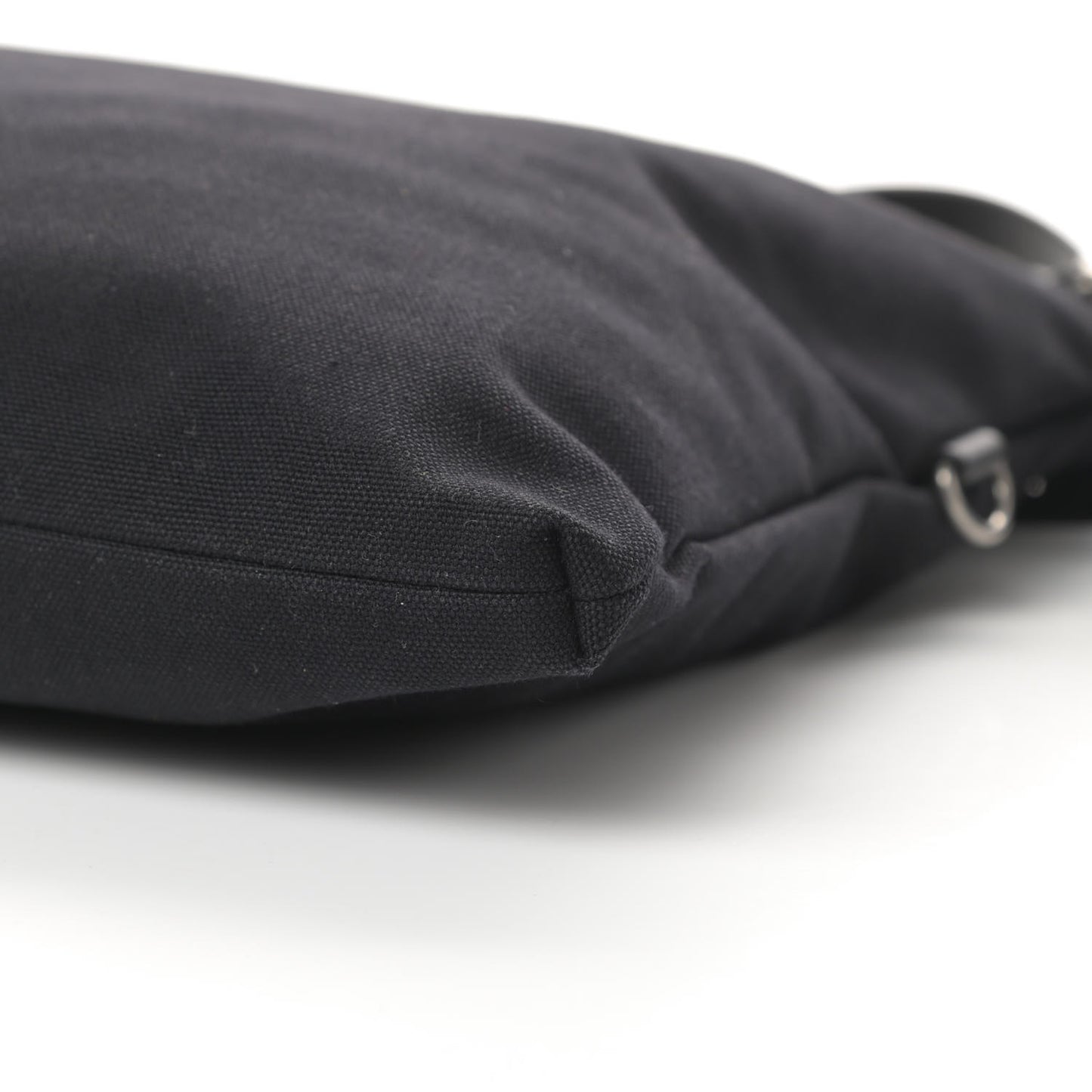 Canvas Calfskin Belted Flat Messenger Bag Black