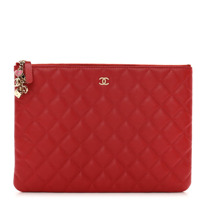 Chanel Lambskin Quilted Medium Casino Beauty CC Cosmetic Case Red 1 of 7
