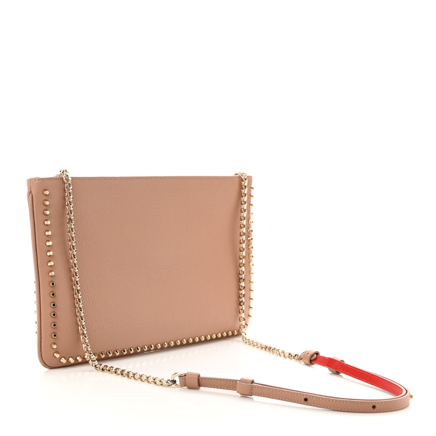 Calfskin Studded Loubiposh Clutch Nude