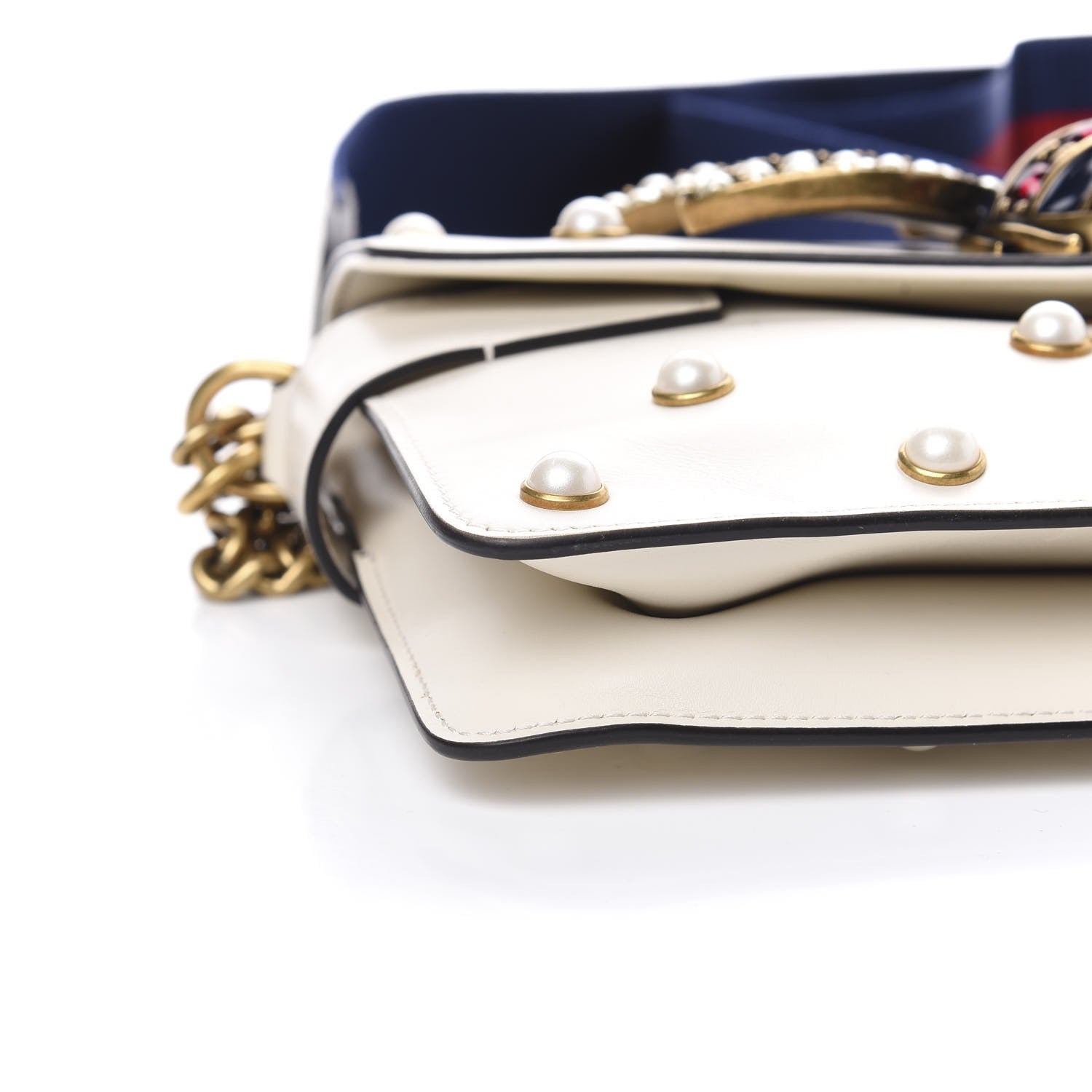 Gucci Nappa Pearl Studded Mini Queen Margaret Broadway Shoulder Bag Mystic White 8 of 10
