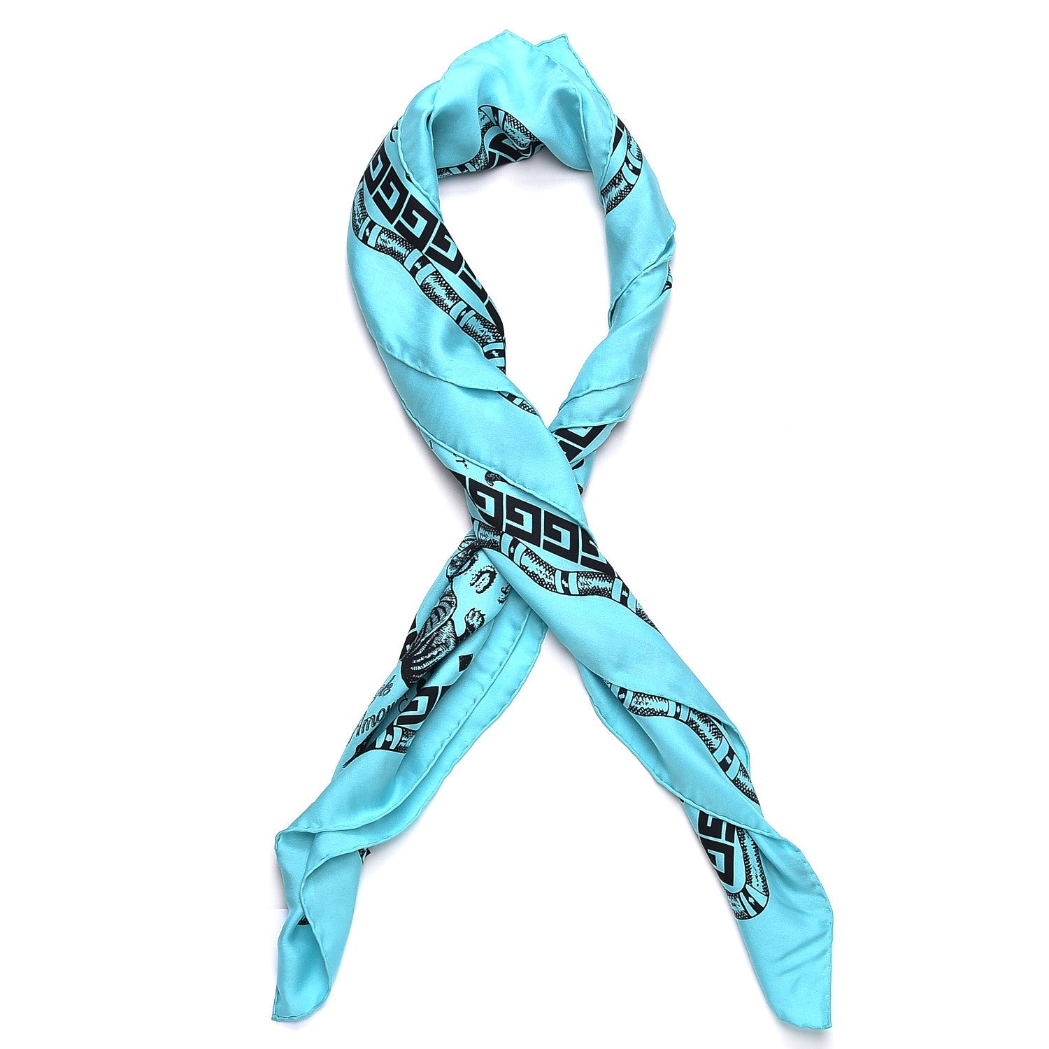 Gucci Silk Noodle Take Out Scarf Turquoise Blue 2 of 5