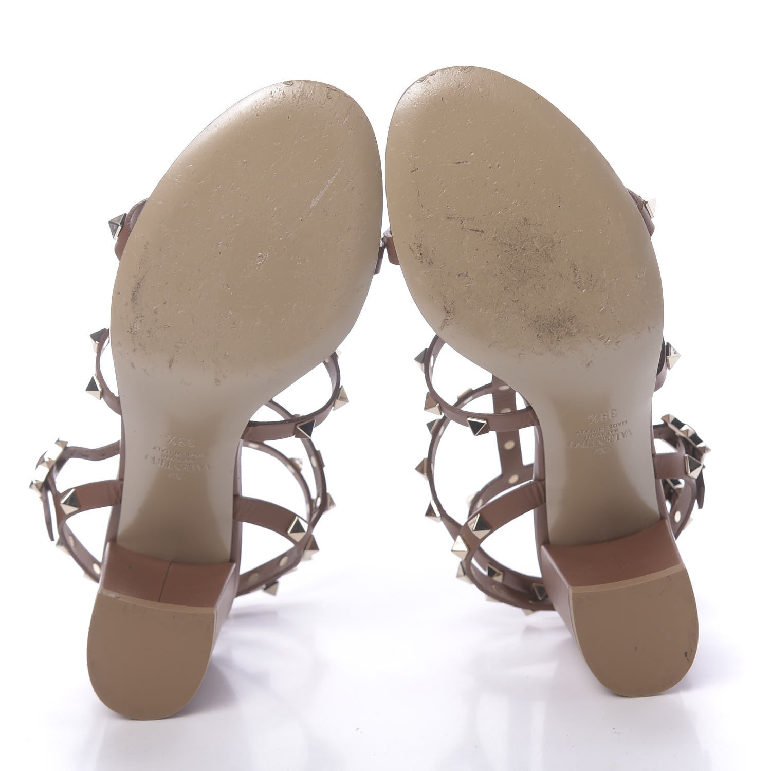 Valentino Garavani Calfskin Rockstud 60mm City Sandals 39.5 Saddle Brown 5 of 9