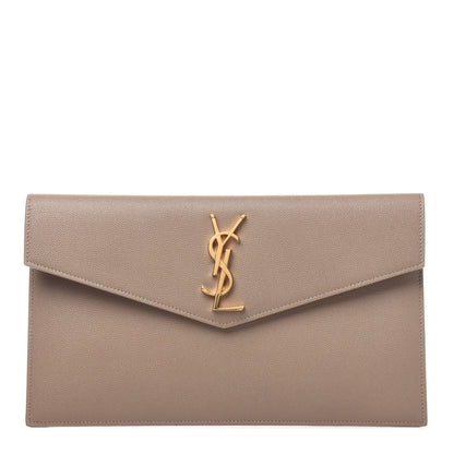 Saint Laurent Grain De Poudre Uptown Pouch Dark Beige 1 of 11