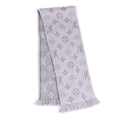 Louis Vuitton Wool Silk Logomania Scarf Pearl Grey 2 of 3