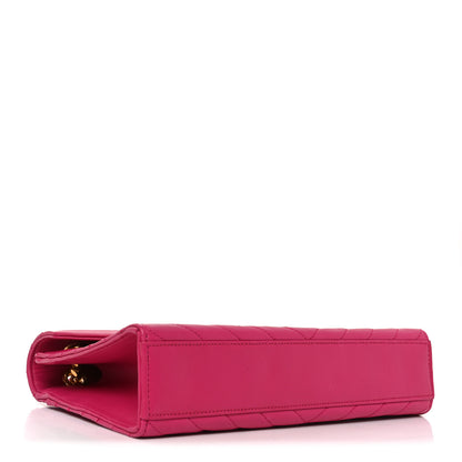 Saint Laurent Lambskin Matelasse Medium Monogram Satchel Fuchsia 4 of 9
