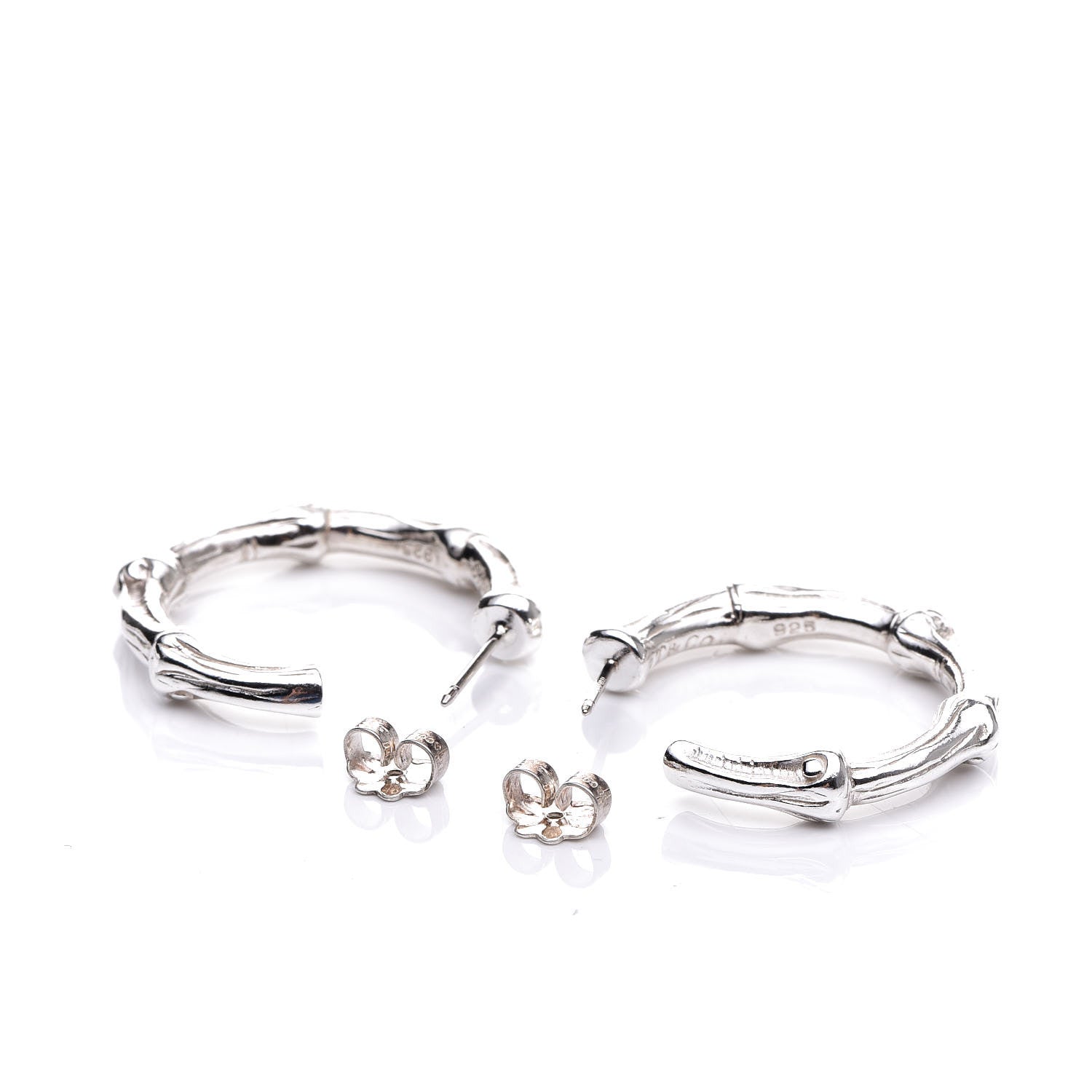 Tiffany Sterling Silver Bamboo Hoop Earrings 3 of 7