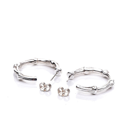 Tiffany Sterling Silver Bamboo Hoop Earrings 3 of 7