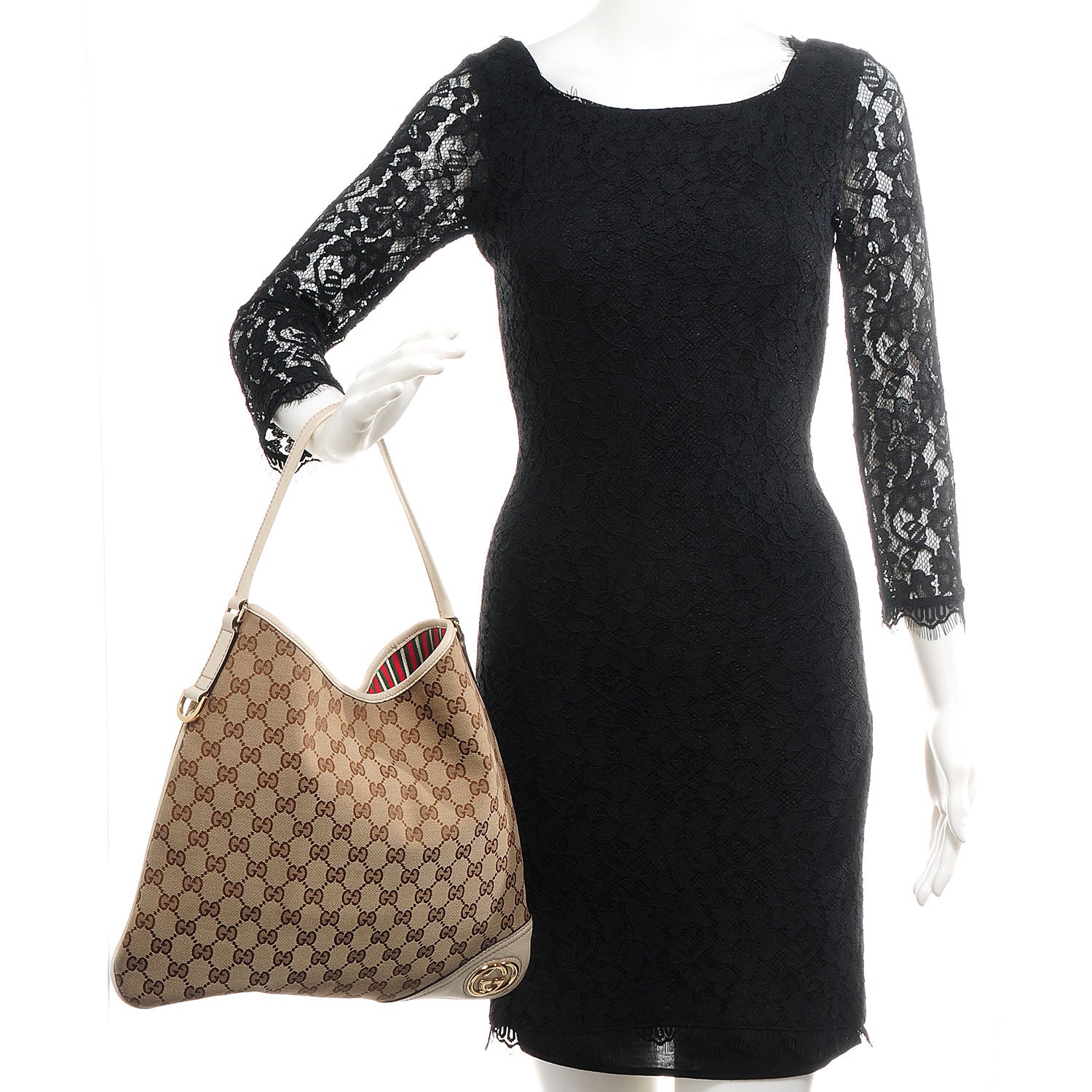 Gucci Monogram Medium New Britt Hobo Off White 2 of 7