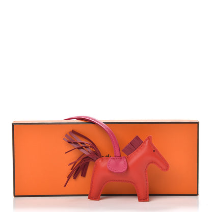 Hermes Milo Lambskin Grigri Rodeo Horse Bag Charm PM Rose Sakura Framboise Rouge Sellier 4 of 4