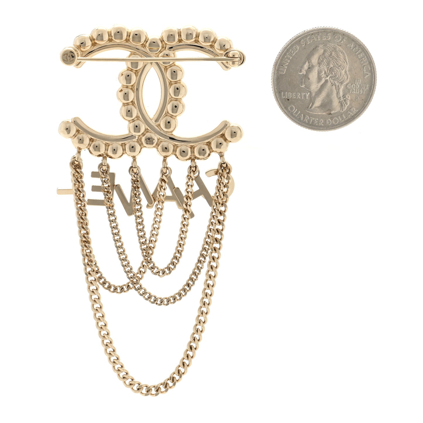 Metal Crystal Bow-tiful CC Chain Brooch Gold