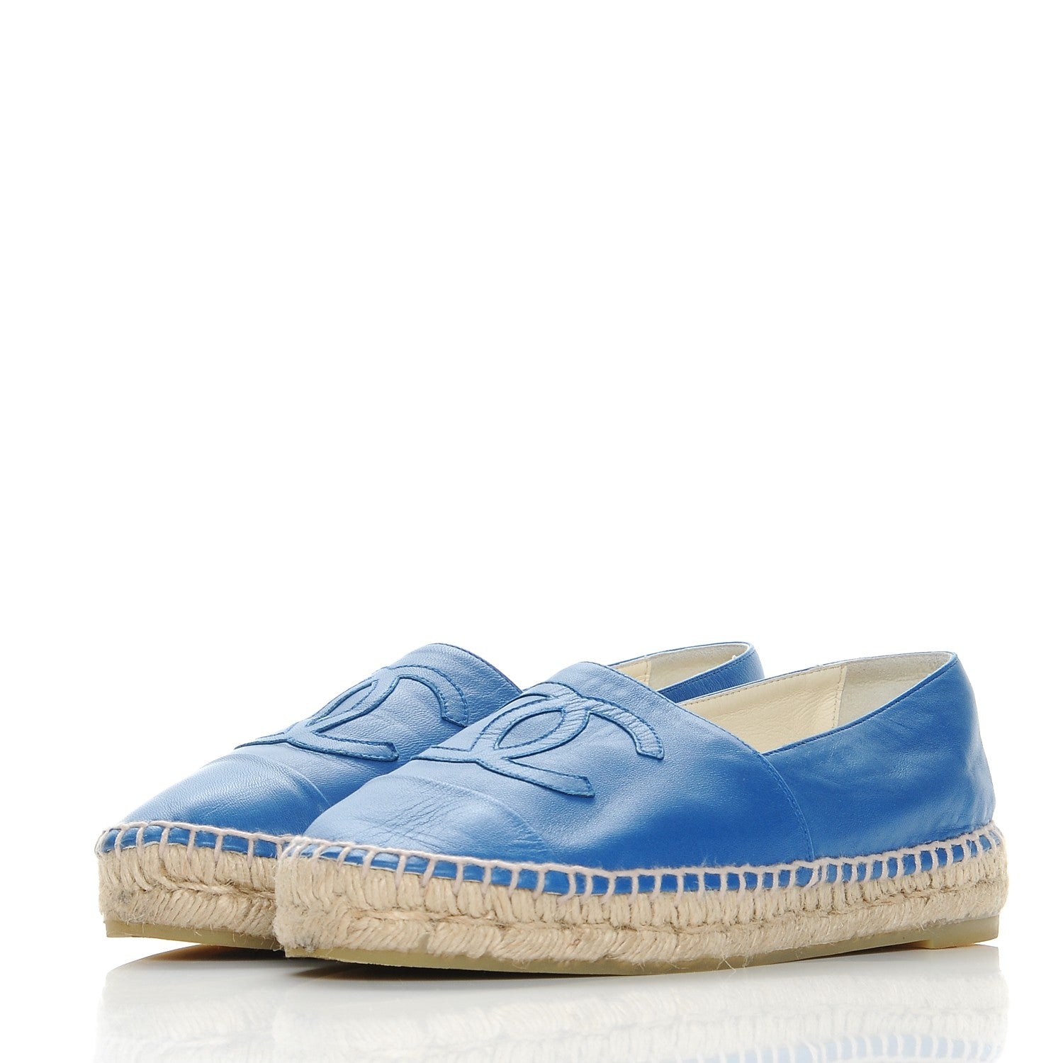Chanel Lambskin CC Espadrilles 35 Blue 3 of 10