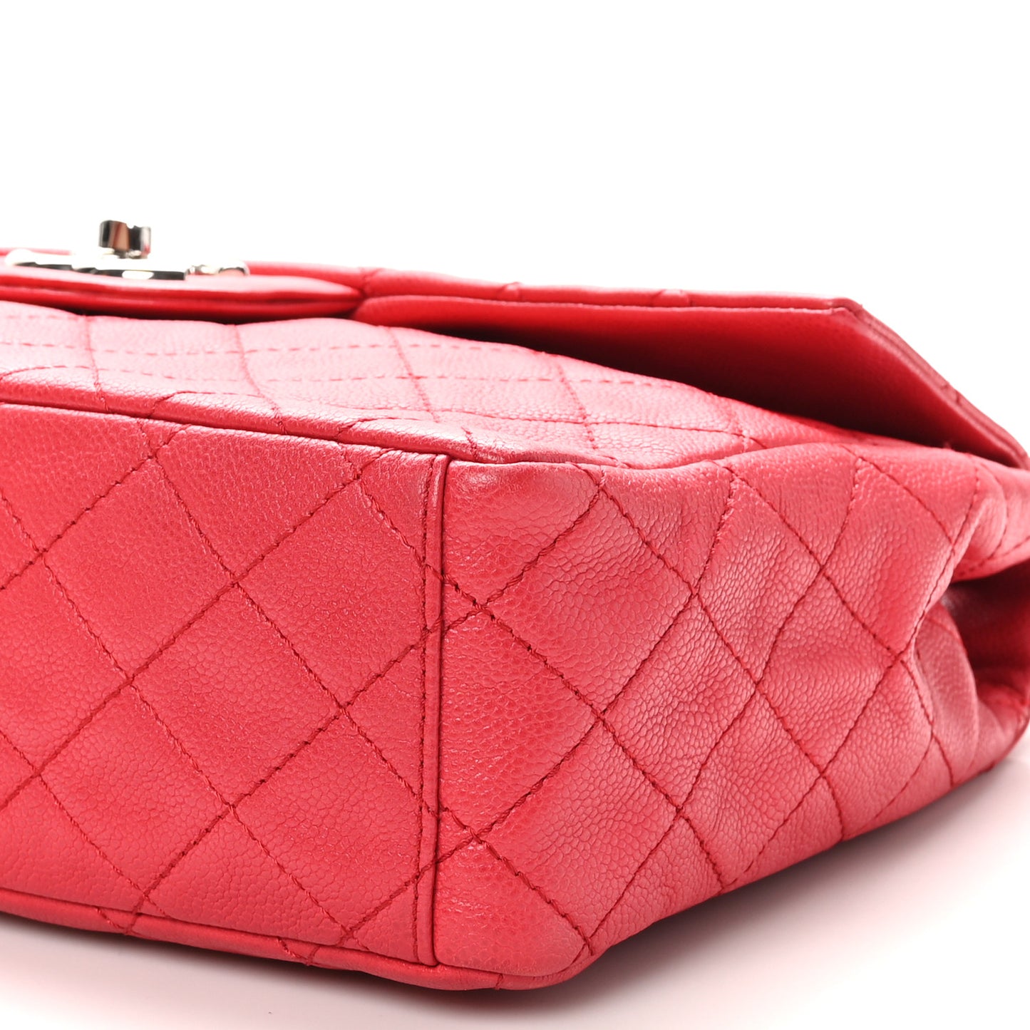 Washed Caviar Quilted Maxi Single Flap Fuchsia