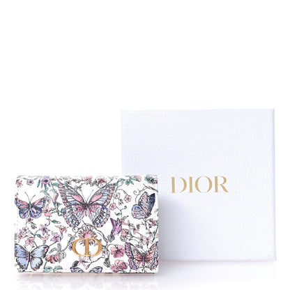 Christian Dior Calfskin Butterfly Printed Caro XS Wallet White Multicolor 8 of 8