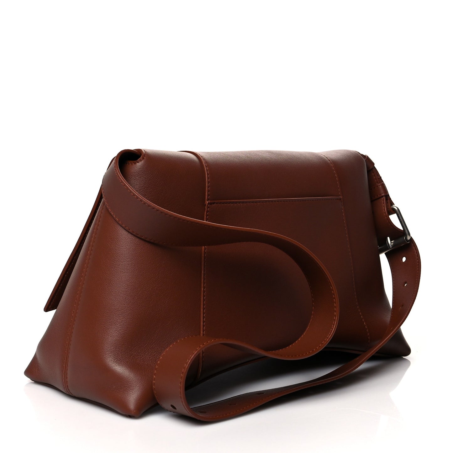 Semi Shiny Smooth Calfskin M Downtown Shoulder Bag Dark Tan