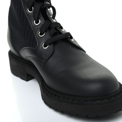 Fendi Calfskin Stretch Fabric FF Rockoko Tall Biker Boots 35 Tobacco Black Marino 10 of 10