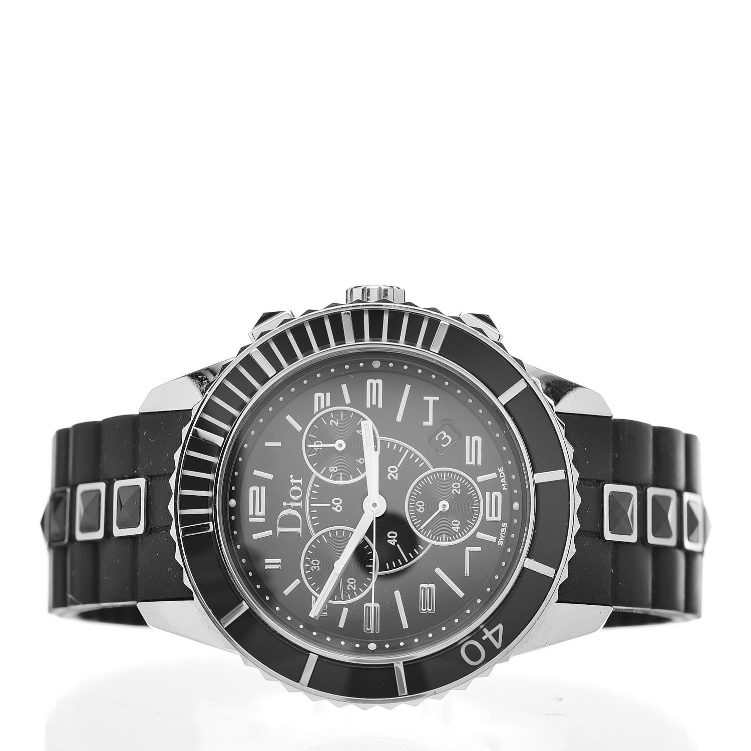 Christian Dior Stainless Steel Rubber Sapphire 38mm Christal Chronograph Quartz Watch Black 5 of 8