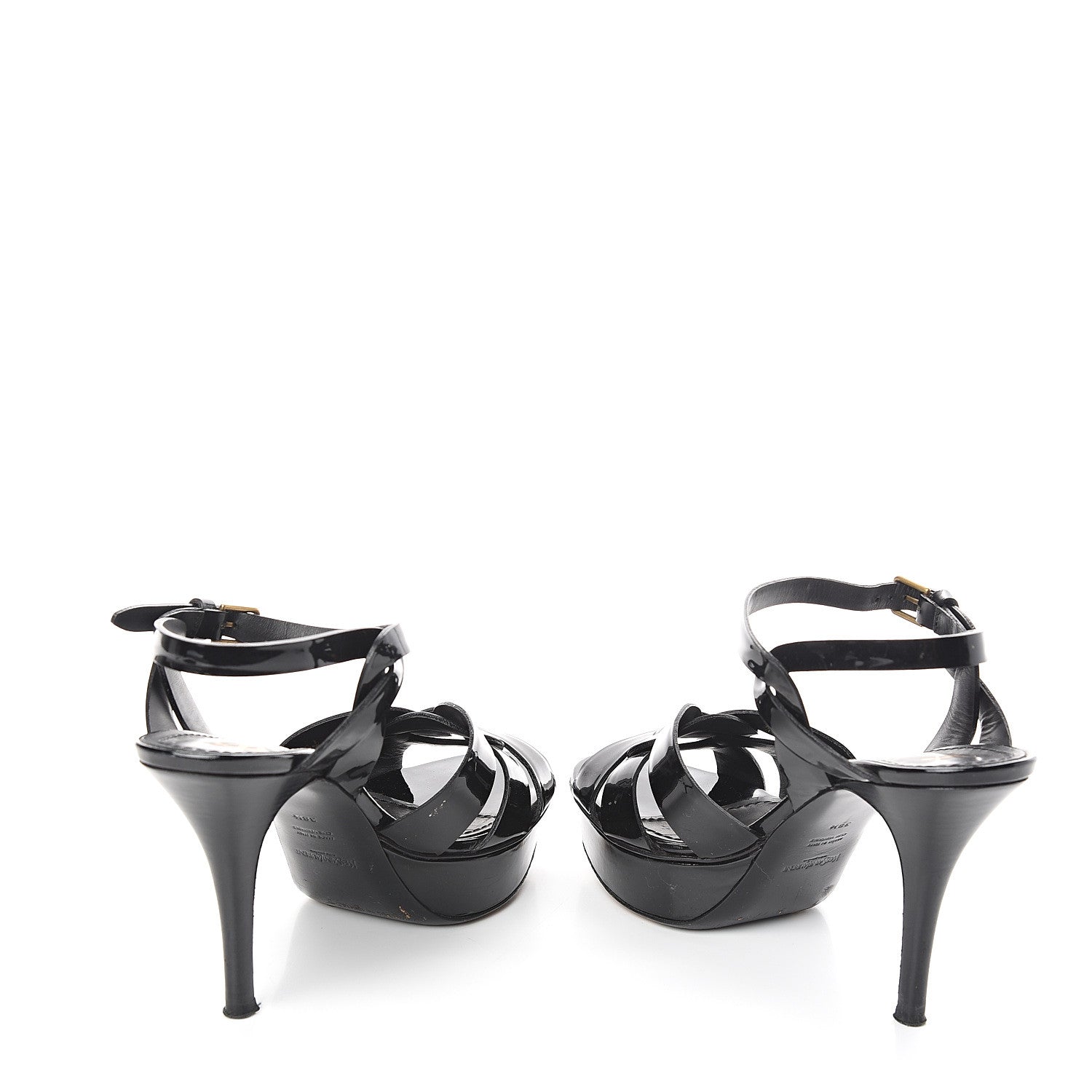 Saint Laurent Patent Tribute 75 Platform Sandals 38.5 Black 5 of 10