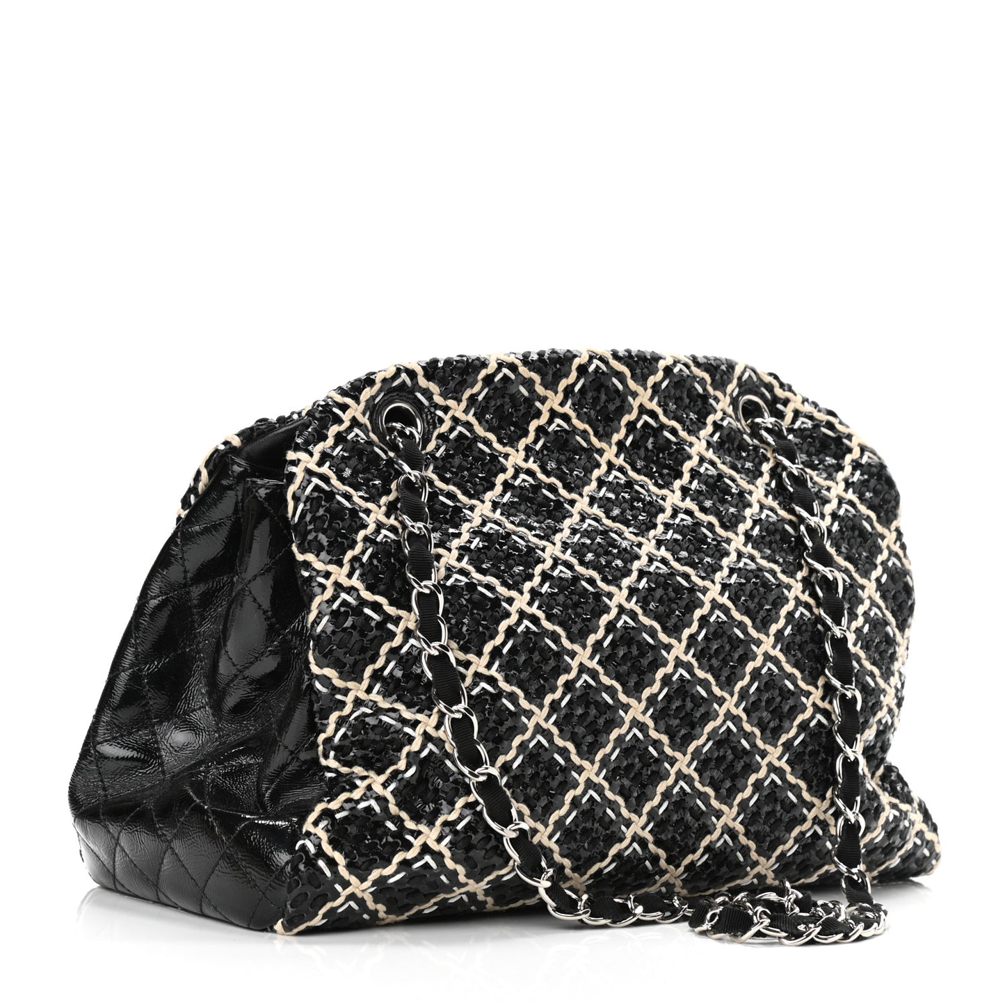 Patent Hand Embroidered Large Just Mademoiselle Black