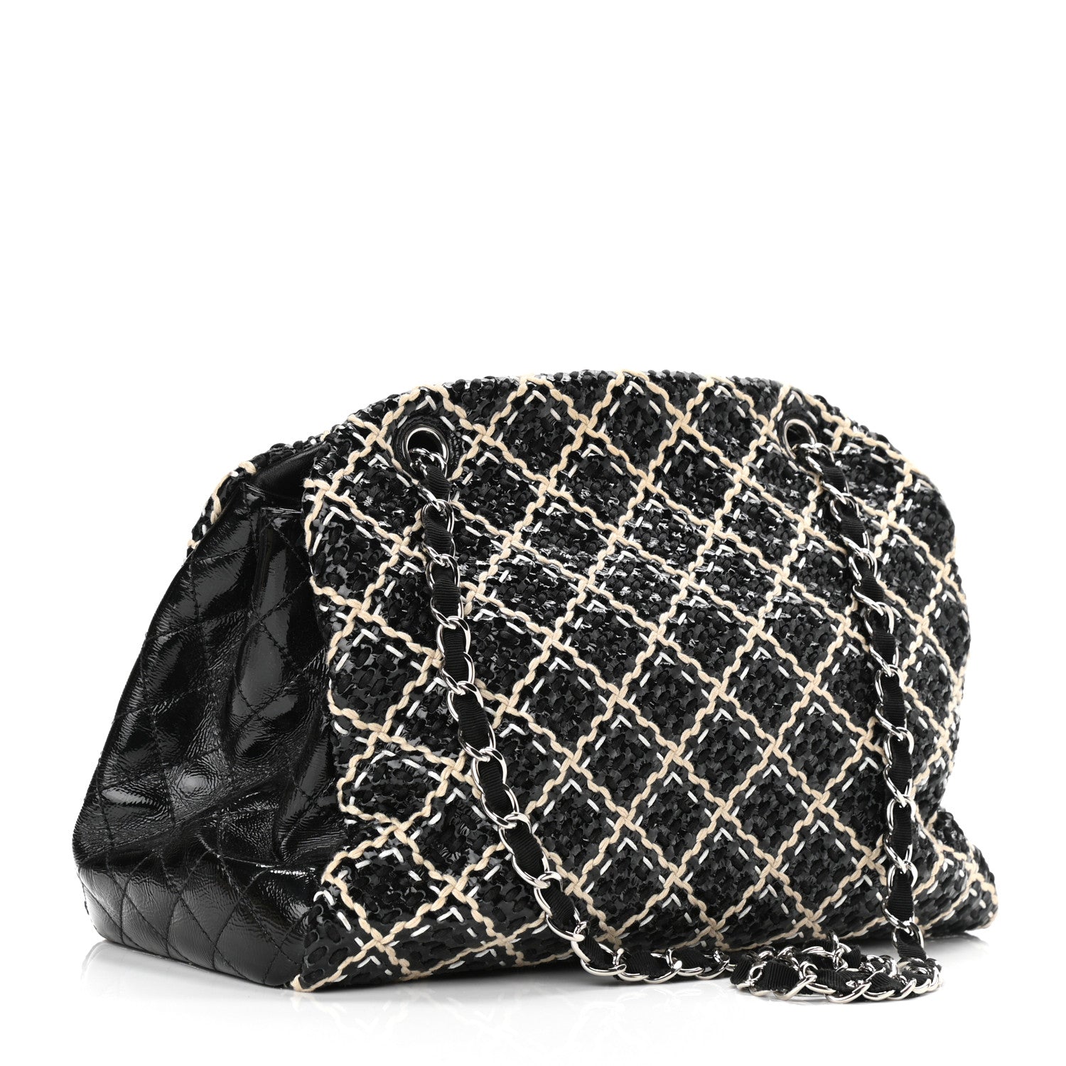 Chanel Patent Hand Embroidered Large Just Mademoiselle Black 3 of 11