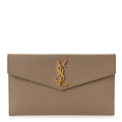 Saint Laurent Grain De Poudre Uptown Pouch Dark Beige 1 of 9