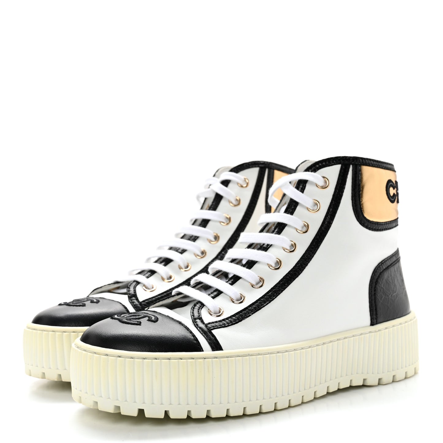 Aged Calfskin Lace Up Cap Toe Sneakers 37 White Gold