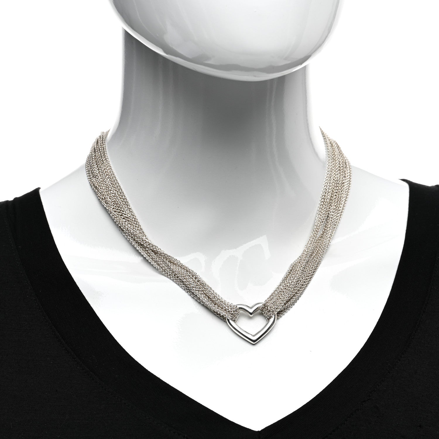 Tiffany Sterling Silver Heart Multi Chain Toggle Necklace 2 of 4