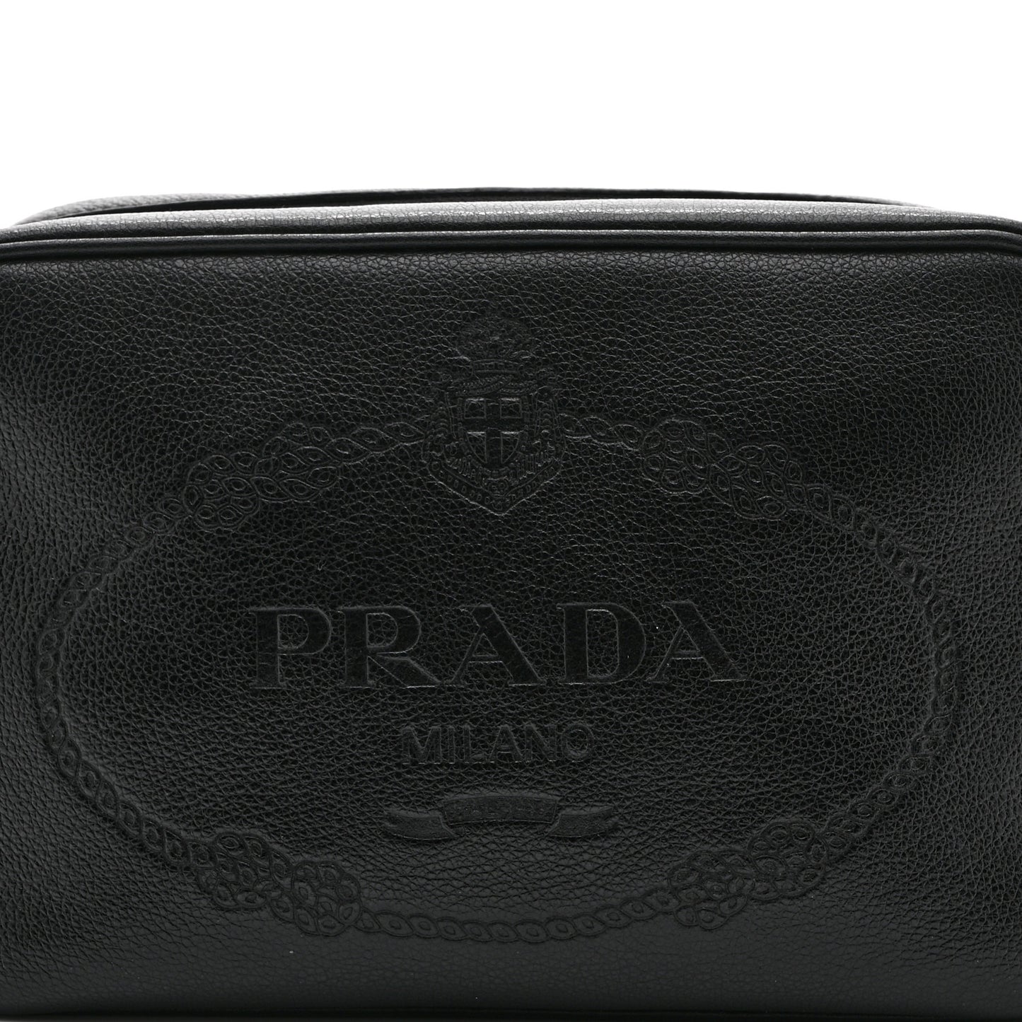 Glace Calfskin Embossed Logo Crossbody Black