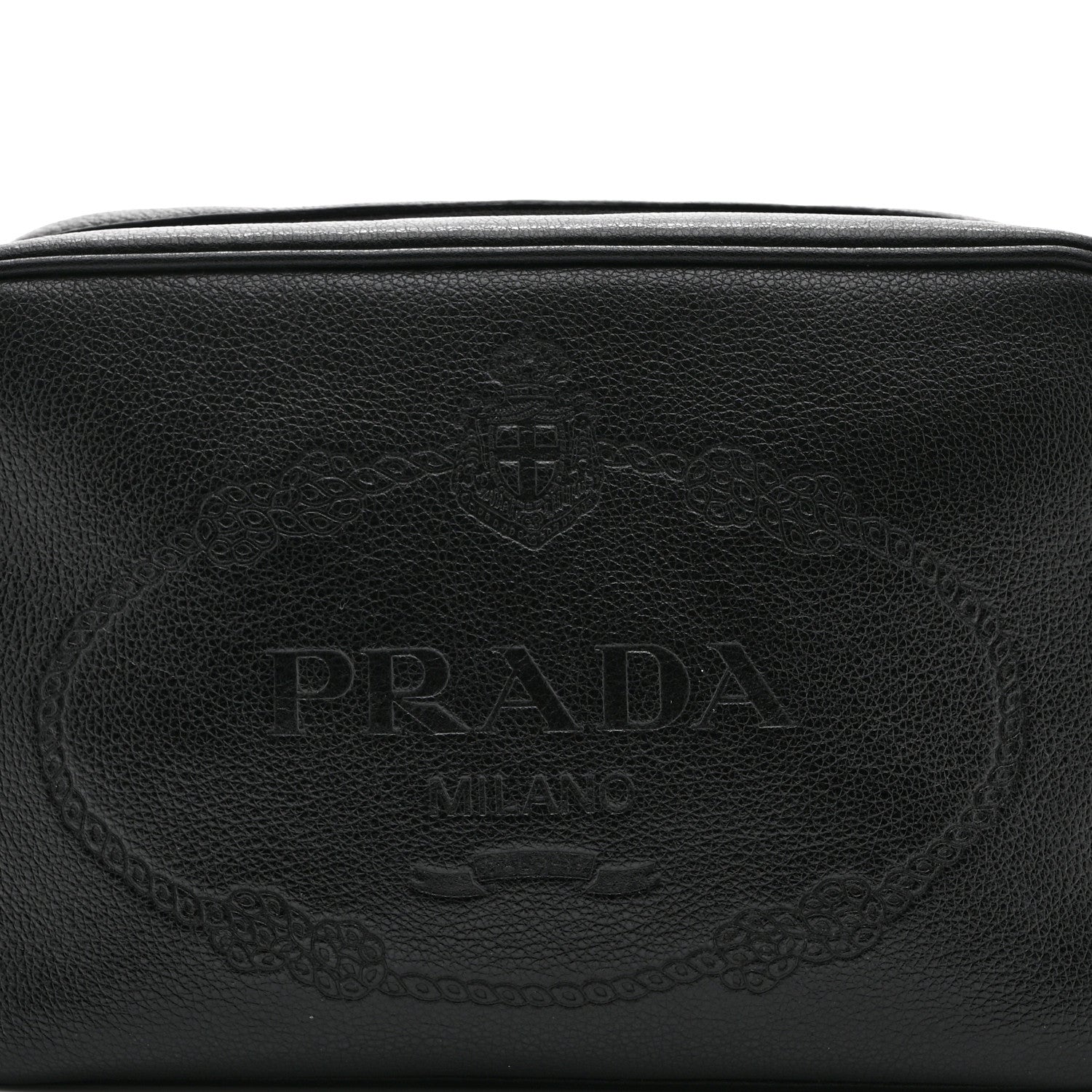 Prada Glace Calfskin Embossed Logo Crossbody Black 8 of 10