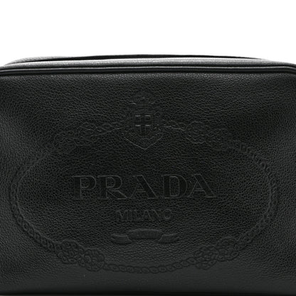 Prada Glace Calfskin Embossed Logo Crossbody Black 8 of 10