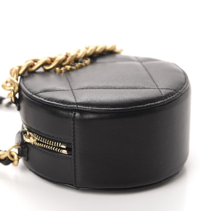 Chanel Shiny Goatskin Quilted 19 Round Clutch With Chain Black 4 of 11