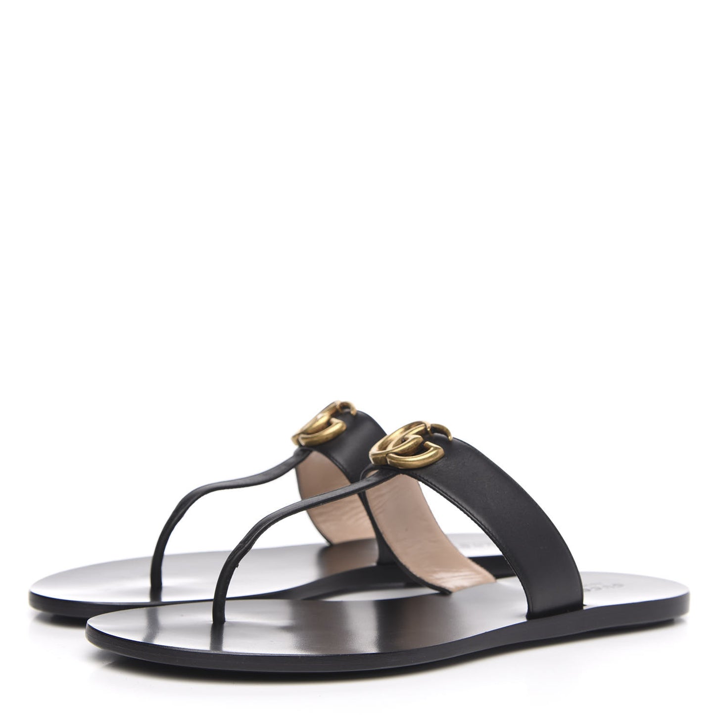 Calfskin GG Marmont Thong Sandals 42 Black