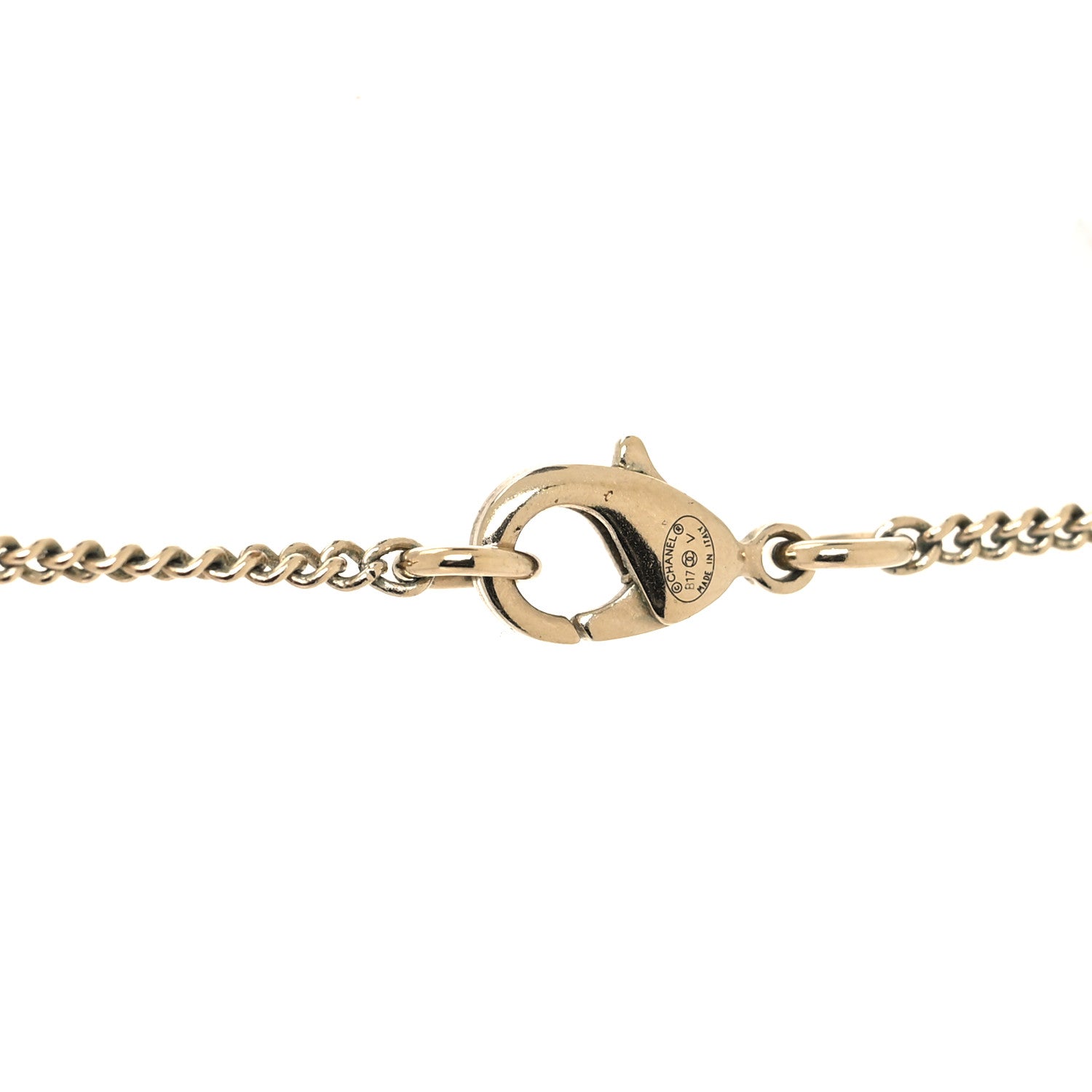 Chanel Metal Quilted CC Pendant Necklace Gold White 4 of 5