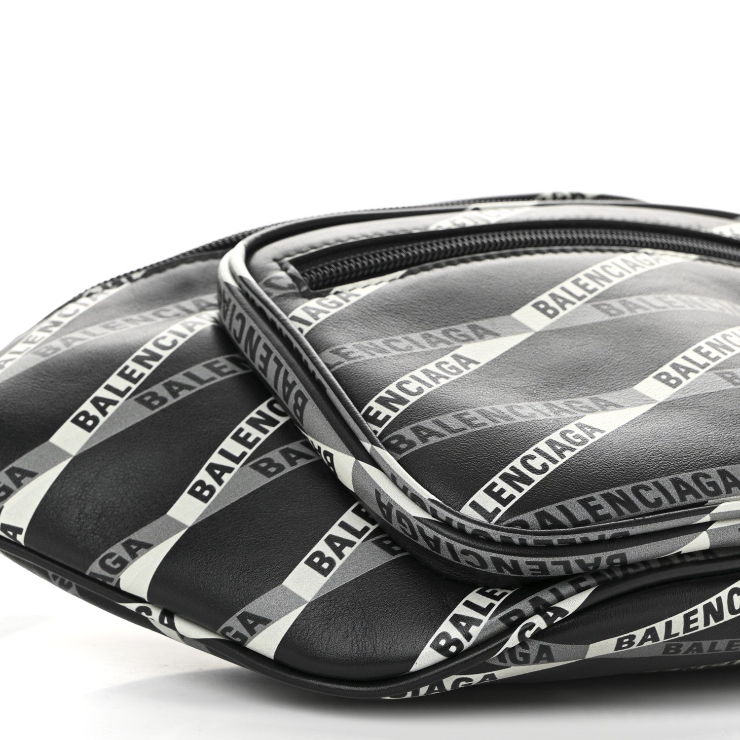 Balenciaga Smooth Calfskin Losange Monogram Explorer Belt Bag Black Grey 9 of 10