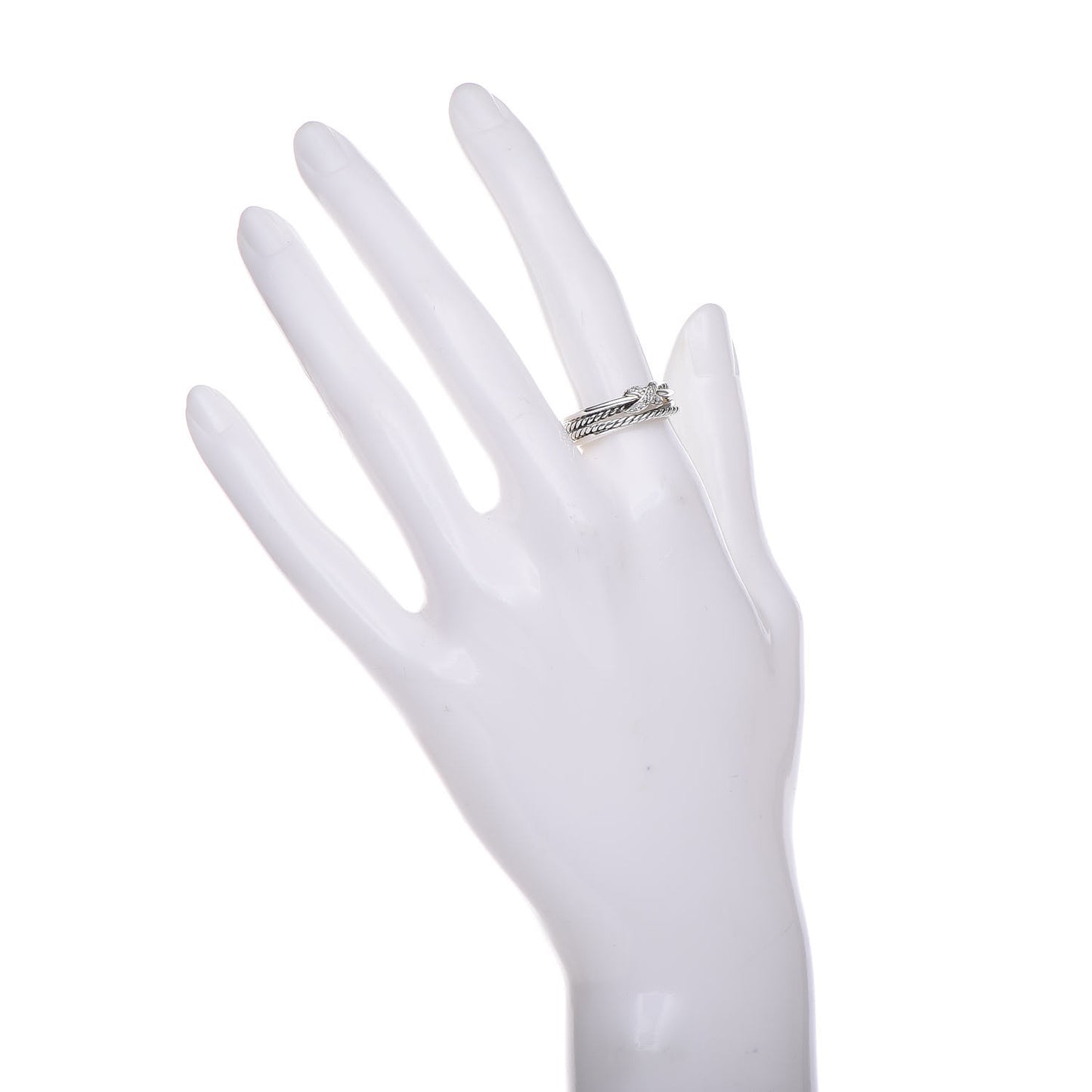 Sterling Silver Diamond X Crossover Ring 53 6.5