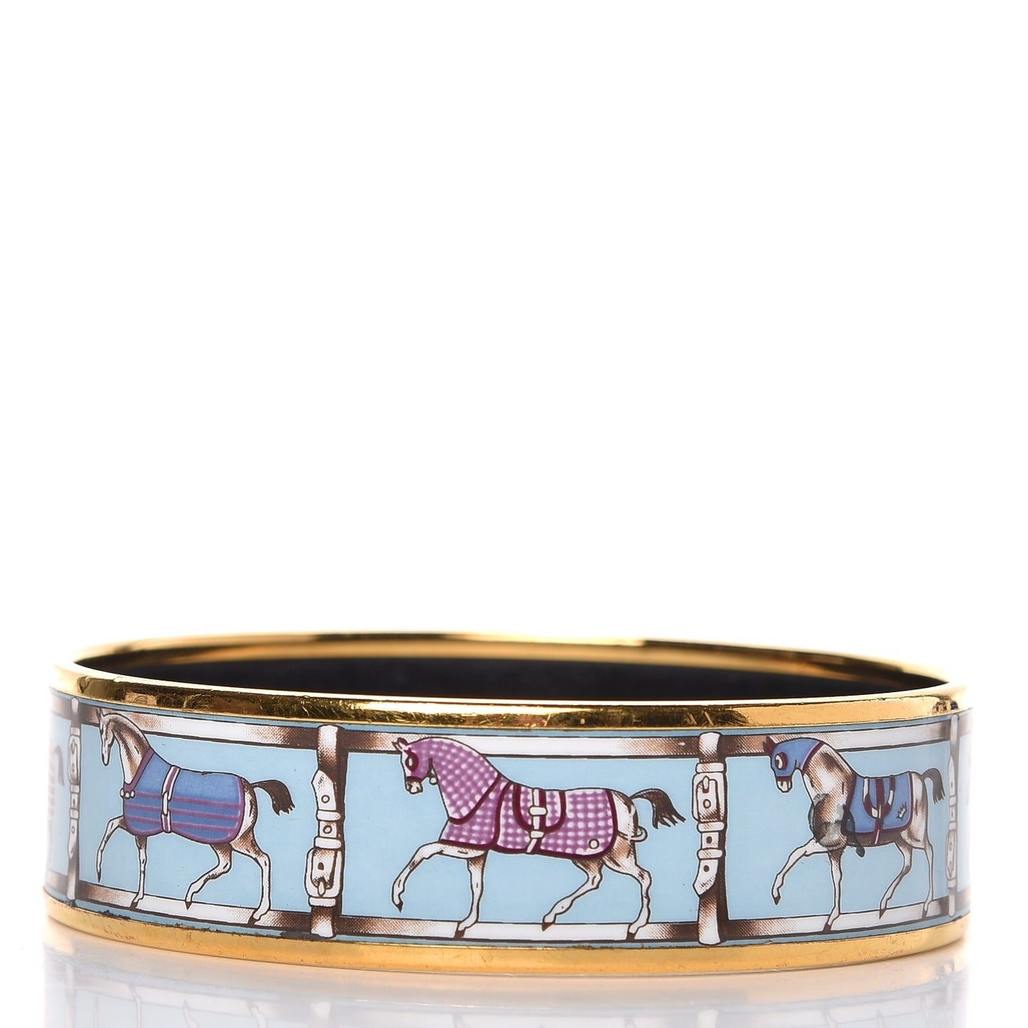 Enamel Printed Wide Horse Riding Motif Bracelet 70