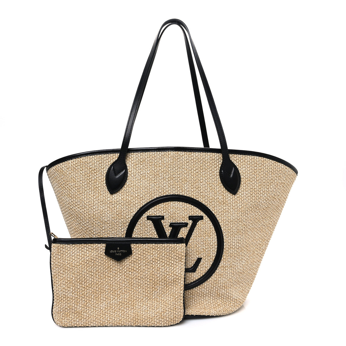 Louis Vuitton Raffia Saint Jacques Tote Black 3 of 10